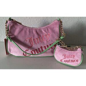 Juicy Couture Better Together Shoulder Bag W/Mini Bag Cherry Blossom Green NEW
